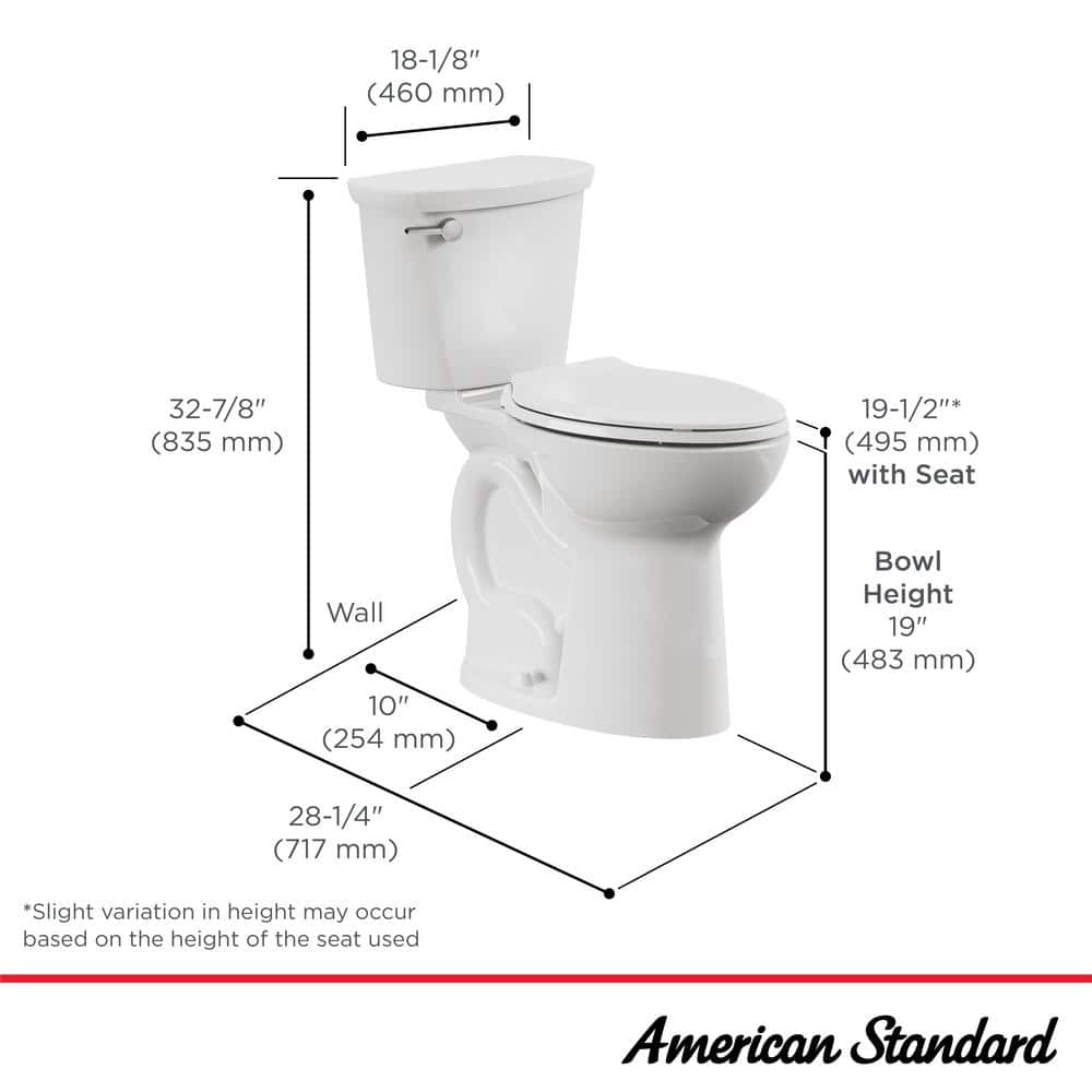 Extra Tall White Ceramic Two-Piece Elongated Toilet