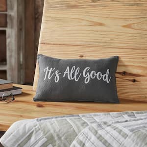 Finders Keepers Steel Grey Soft White Farmhouse It's All Good 9.5 in. x 14 in. Throw Pillow