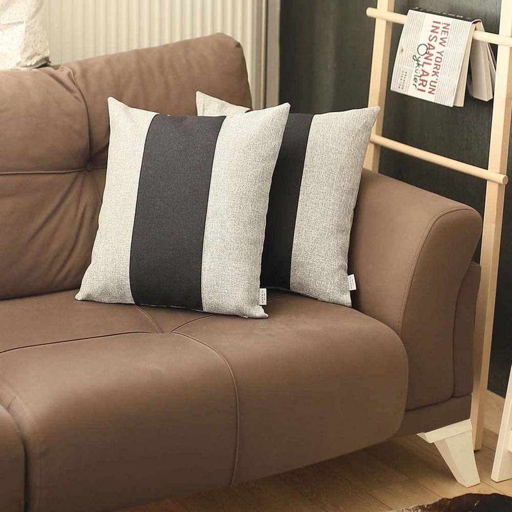 Gray and Black Polyester Euro Square Pillow Covers Set