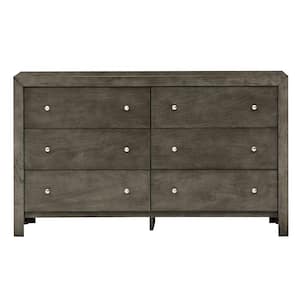 Burlington 6-Drawer Gray Double Dresser (34 in. x 58 in. x 17 in.)