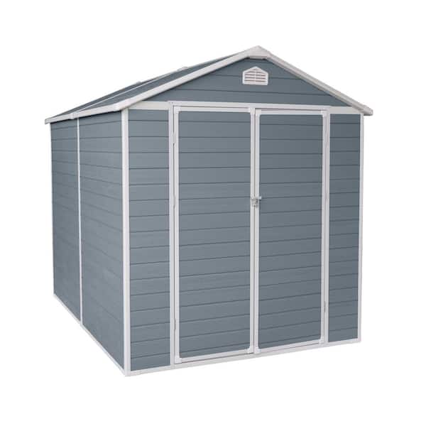 6 ft. W x 8 ft. D Outdoor Plastic Storage Shed with floor and Lockable Door (48 sq. ft. )