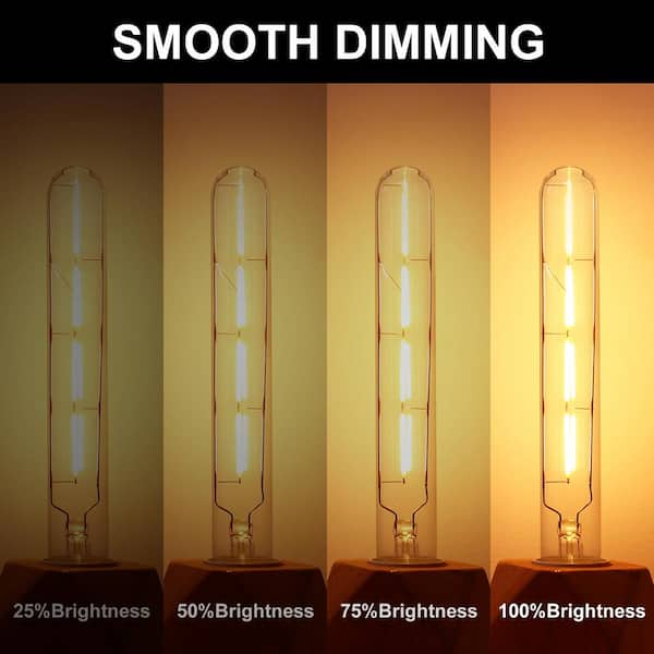 4-Watt 40-Watt Equivalent 9 in. Edison T30 LED Tubular Bulb, Vintage Filament Design, Warm White 2700K, Dimmable, 4-Pack