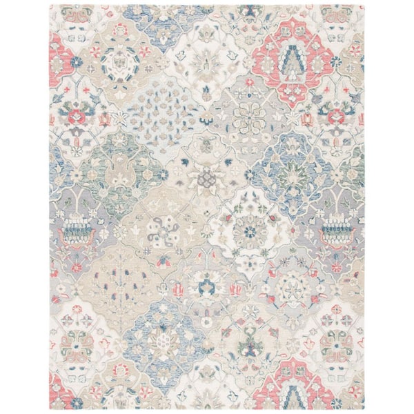 SAFAVIEH Glamour Ivory/Red 10 ft. x 14 ft. Floral Area Rug