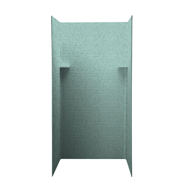 Swanstone Geometric 36 in. x 36 in. x 72 in. Three Piece Easy Up Adhesive Shower Wall Kit in Tahiti Evergreen-DISCONTINUED