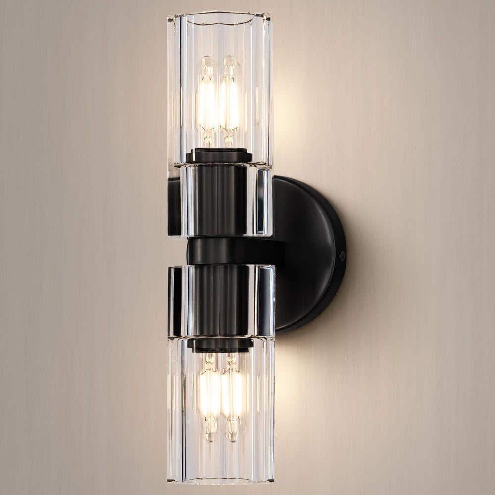 13 in. 2 Light Black Wall Sconce with K9 Crystal Lampshade, Luxury Wall Light for Bedroom, Dining Room, Living Room price history on PriceWatchPro