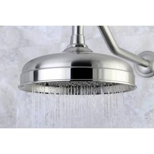 1-Spray 8 in. Single Wall Mount Fixed Rain Shower Head in Brushed Nickel