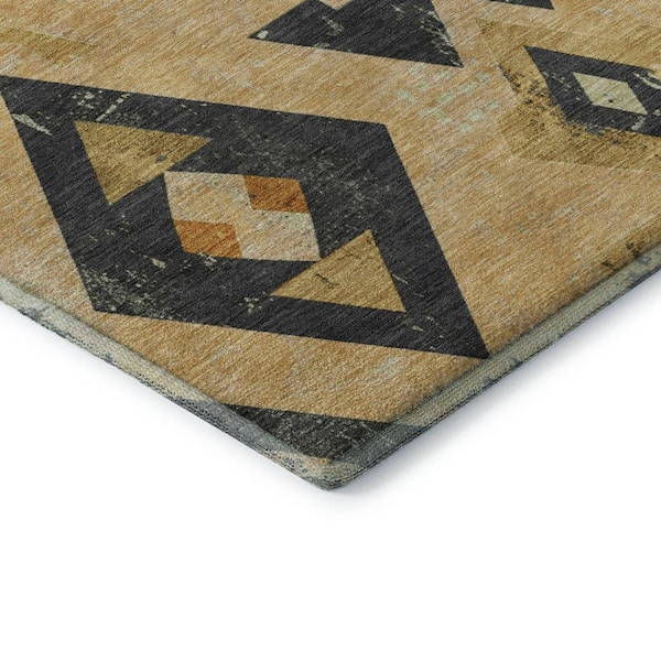 Mayfield Premium Machine Washable Abstract AMF1882 Gold 5 ft. x 7 ft. 6 in. Area Rug