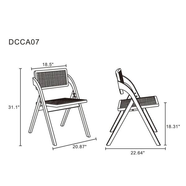 Manhattan Comfort Lambinet Black and Natural Cane Folding Manhattan Comfort Lambinet Black and Natural Cane Folding