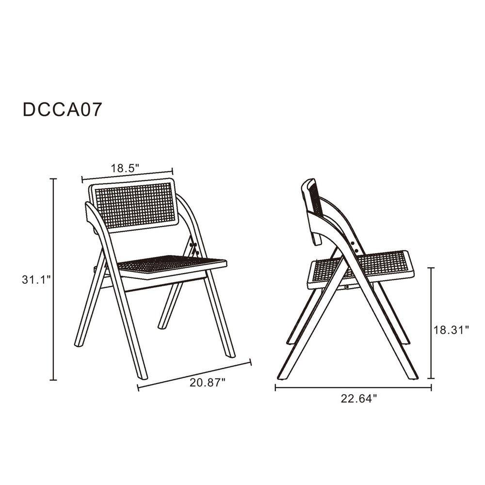 Lambinet Nature Cane Folding Side Chair Set in Ash Wood