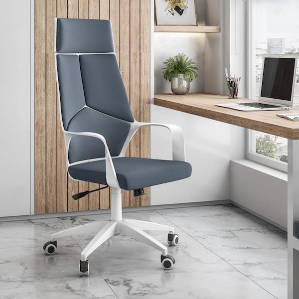TECHNI MOBILI 26 in. Width Gray Fabric Executive Chair with Adjustable Height