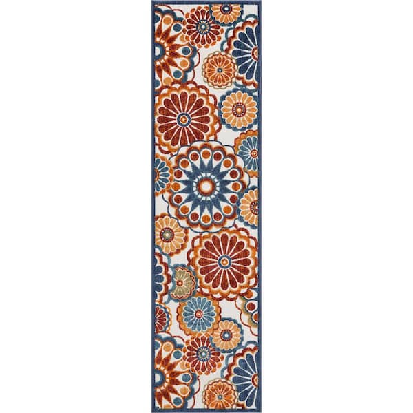 Dorado Seri Modern Geometric Blue 2 ft. 7 in. x 9 ft. 10 in. Runner Rug High-Low Indoor/Outdoor