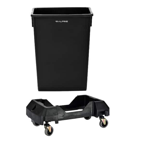 Alpine Industries 23 Gal. Black Waste Basket Commercial Trash Can and