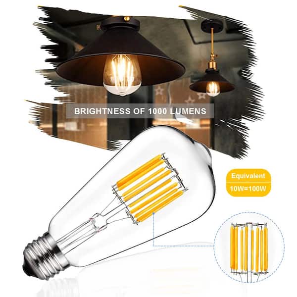 80-Watt Equivalent, ST64, Soft White (2700K) LED Light Bulb, 8W  Edison/Vintage LED Bulbs (4-Pack)