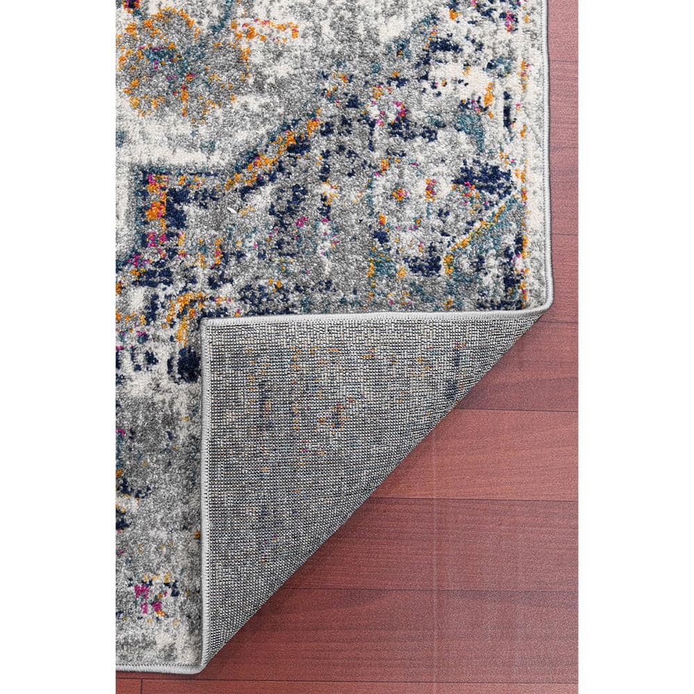 Gray Rectangular 5' x 7' Synthetic Stain-Resistant Area Rug