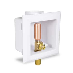 1/2 in. MIP/SWT Icemaker Outlet Box with Valve and Hammer Arrester, White ABS Brass (Single)