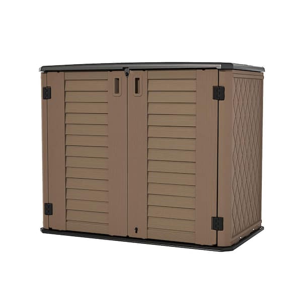 4.2 ft. W x 2.4 ft. D Outdoor Resin Storage Shed with Lockable Double Doors and Floor Panel(10 sq. ft. )
