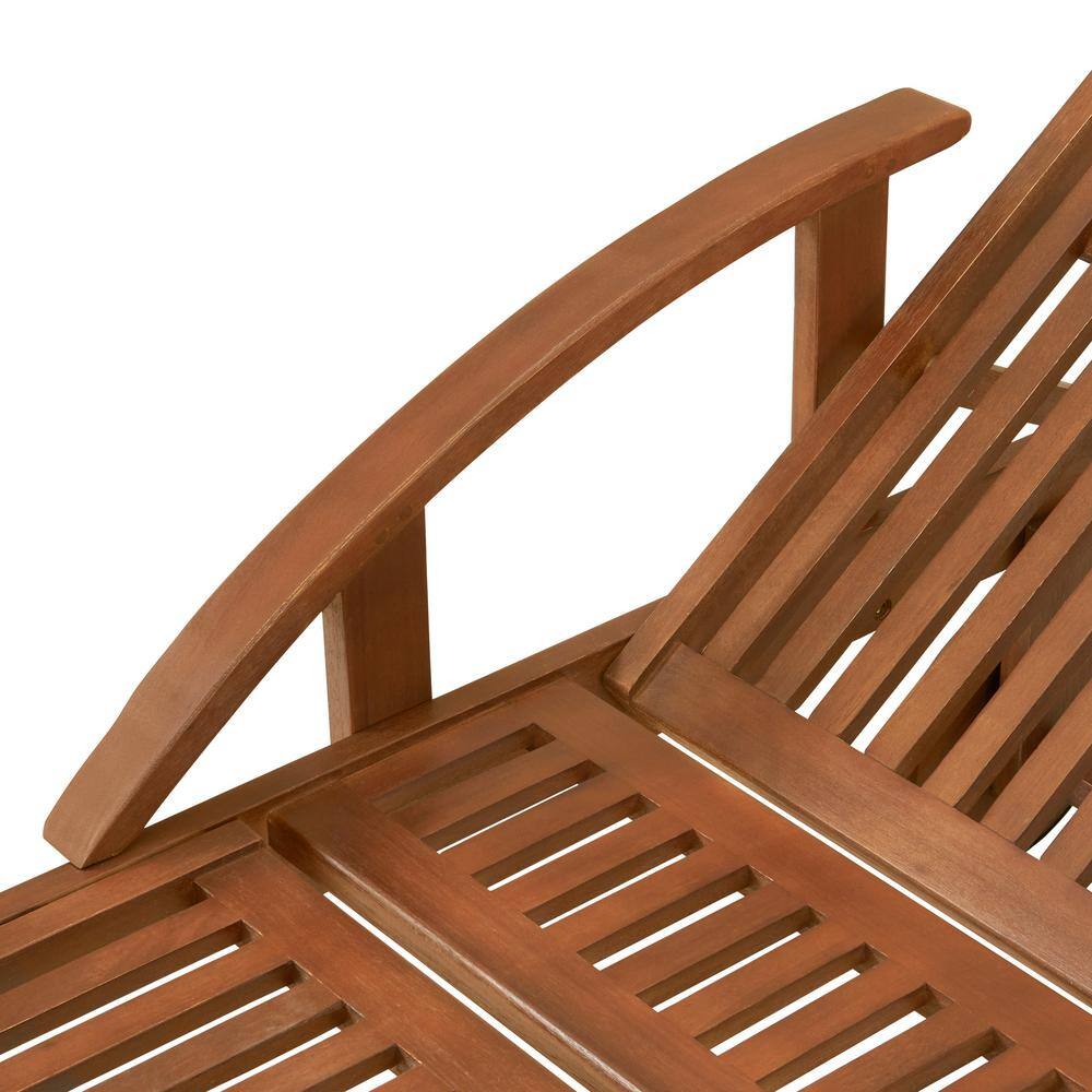 Caspian Eucalyptus Wood Outdoor Chaise Lounge Chair Set with Arms