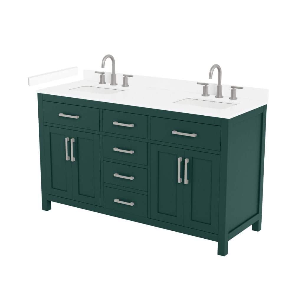 Beckett 60 in. Double Freestanding Green Bath Vanity with Top price history on PriceWatchPro