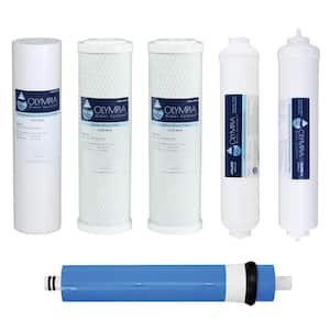 Complete 80 GPD 6-Stage Alkaline Replacement Filter Set for Industry Standard Size Reverse Osmosis System
