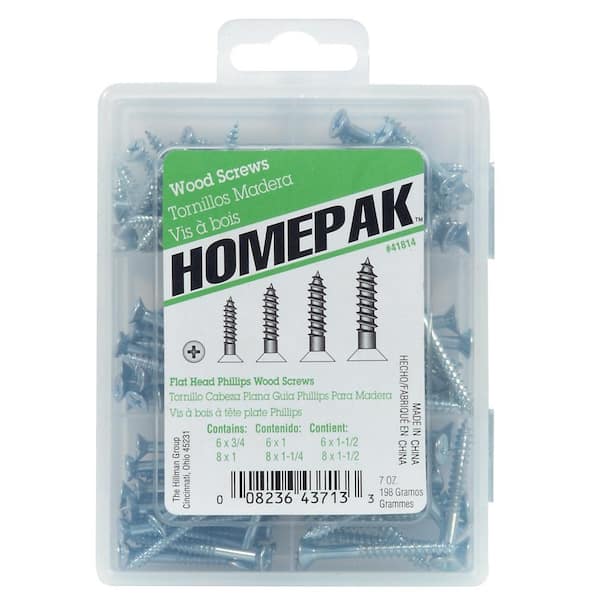 Hillman Homepak Zinc Flat Head Phillips Wood Screw Assorted Kit (120-Pack)