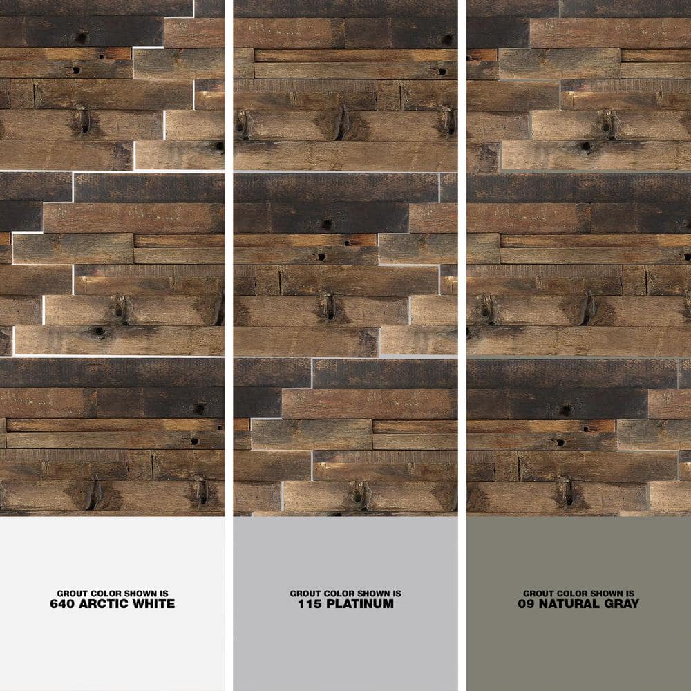 24" x 12" Natural Brown Reclaimed Wood Mosaic Tile