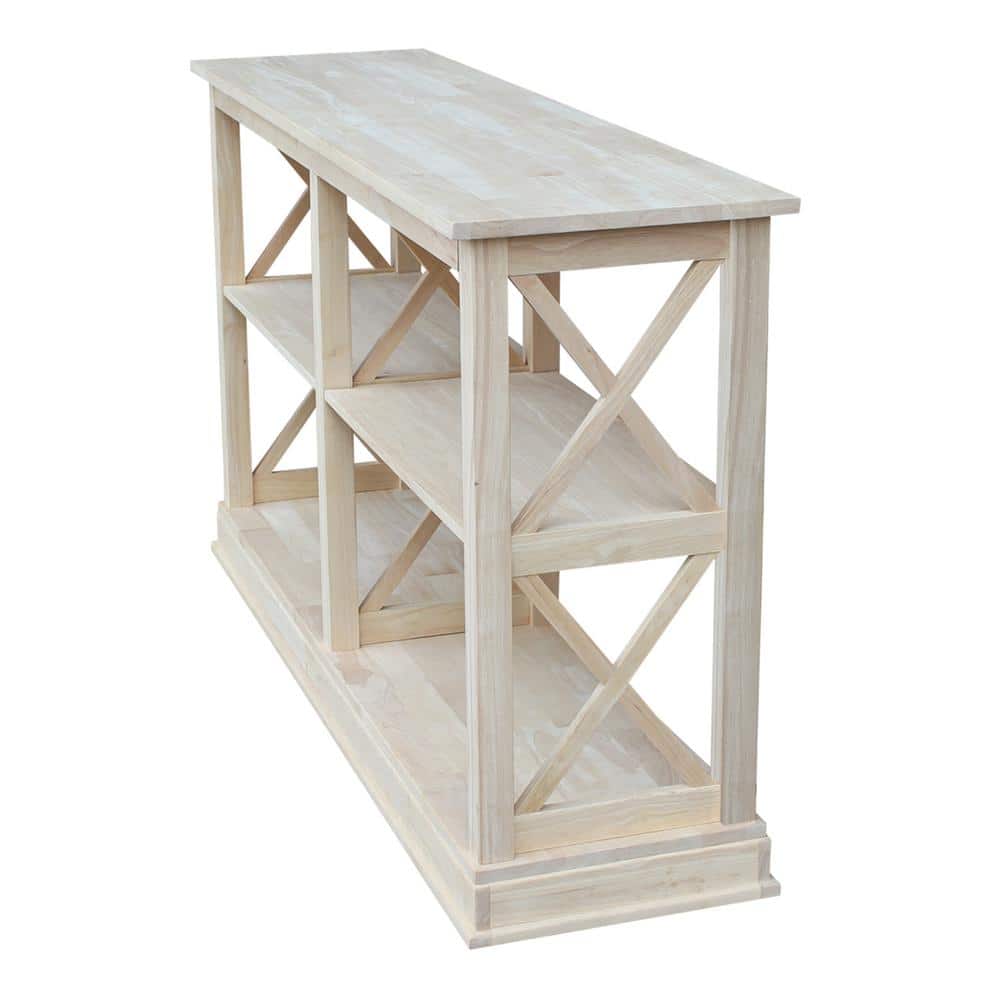 Hampton Natural Wood Sofa Table with Shelves