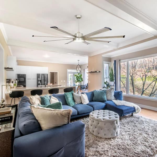 72 in. Indoor Satin Nickel LED Ceiling Fan With Light Kit and Remote Control