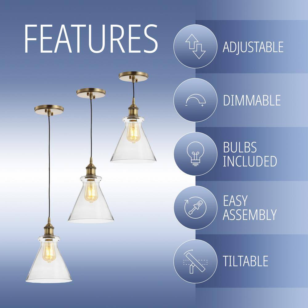 Goldwater 7.5" Brass Gold LED Pendant with Clear Glass Shade