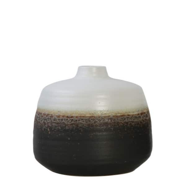 Ombre Ceramic Vase with Reactive Glaze 6.25 in. in Black and White