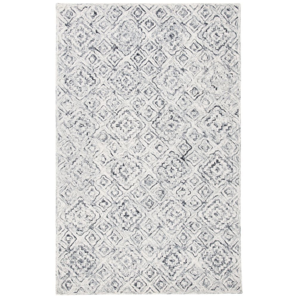 Elegant Gray Hand-Tufted Wool Rectangular Area Rug