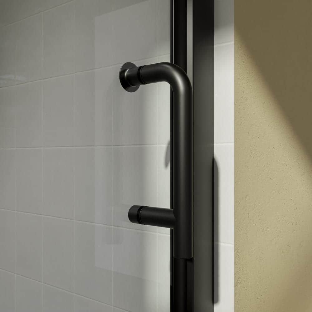 36" x 72" Frameless Black Pivot Shower Door with Clear Glass