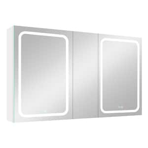50 in. W x 30 in. H LED Rectangular Aluminum Medicine Cabinet with Mirror for Bathroom