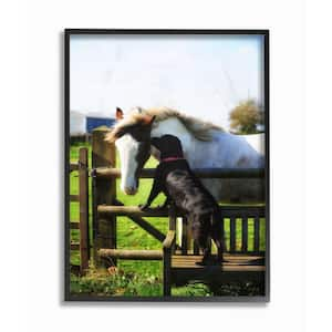 16 in. x 20 in. "Colorful Farm Horse and Dog Photo" by Villager Jim Framed Wall Art