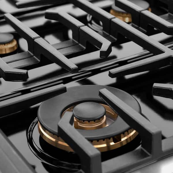 Autograph 48 in. Paramount Double Oven Gas Range with 8 Burner Cooktop in Satin Steel and Champagne Bronze Accents