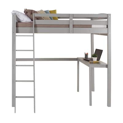 Camaflexi Tribeca Grey Twin Size High, Bunk Bed With Computer Workstation
