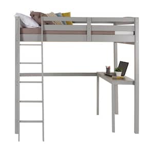 Tribeca Grey Twin Size High Loft Bed with Desk