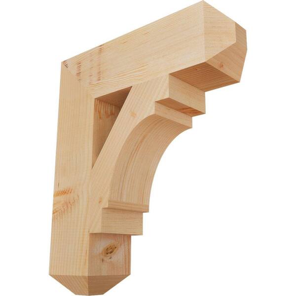 Ekena Millwork 5.5 in. x 26 in. x 22 in. Douglas Fir Merced Craftsman Smooth Bracket