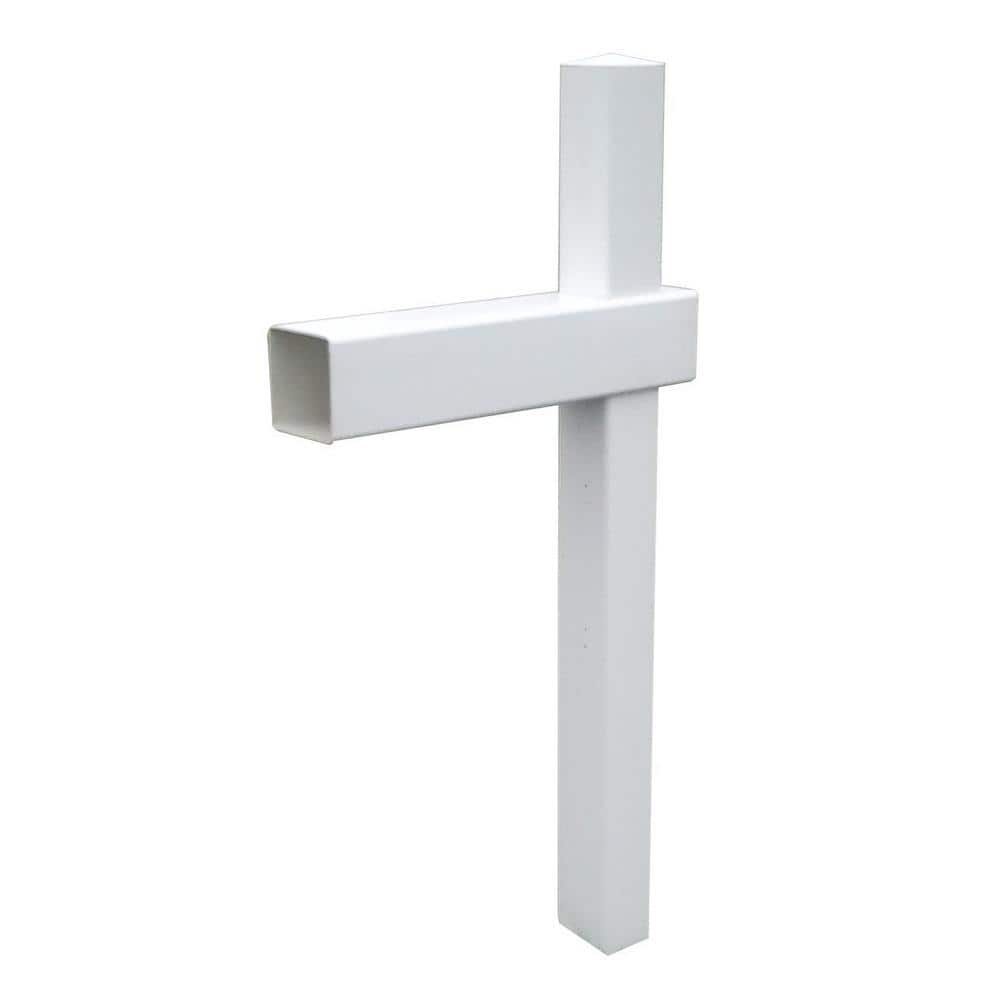 54-Inch White Vinyl Adjustable Mailbox Post Sleeve with Newspaper Holder