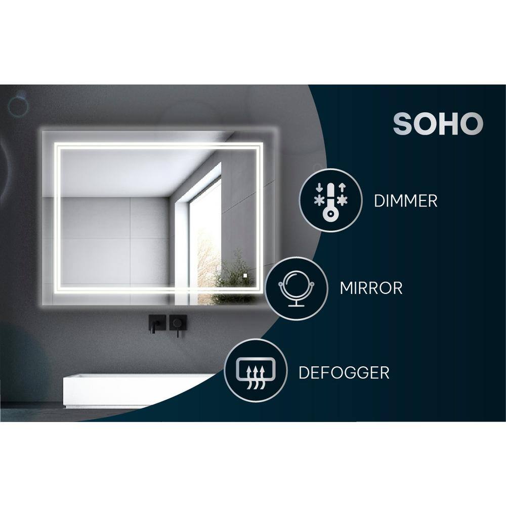 Soho Sleek 60"x30" LED Bathroom Mirror with Ambient Backlit & Defogger