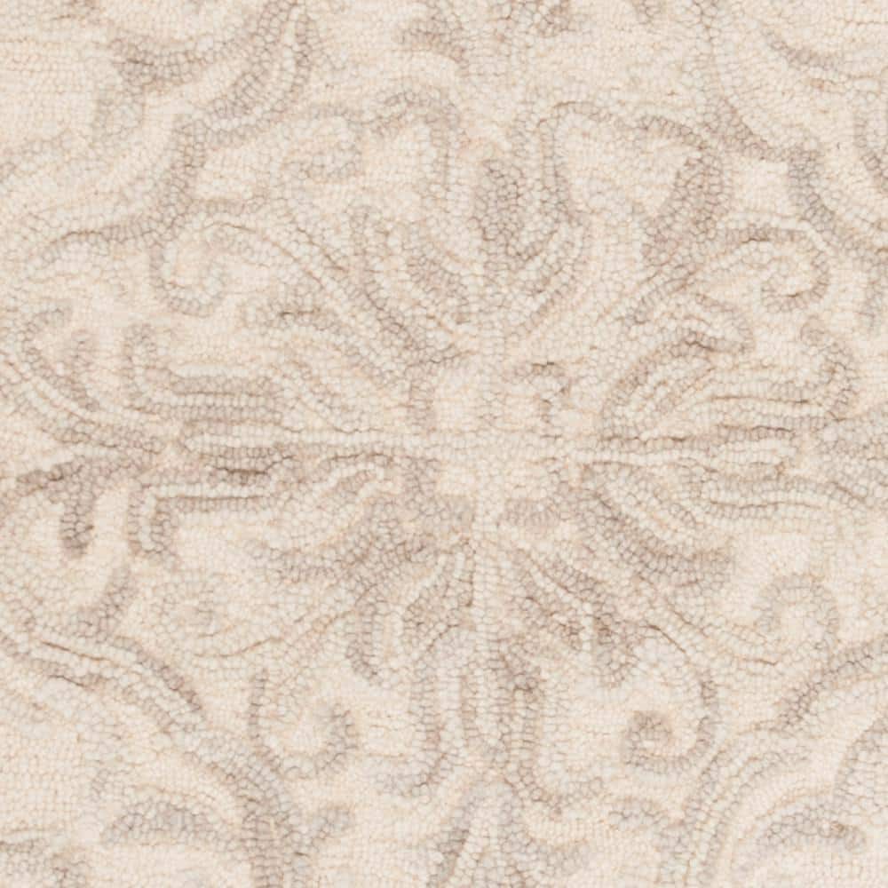 Ivory Floral Elegance 6' Round Hand-Tufted Wool Area Rug