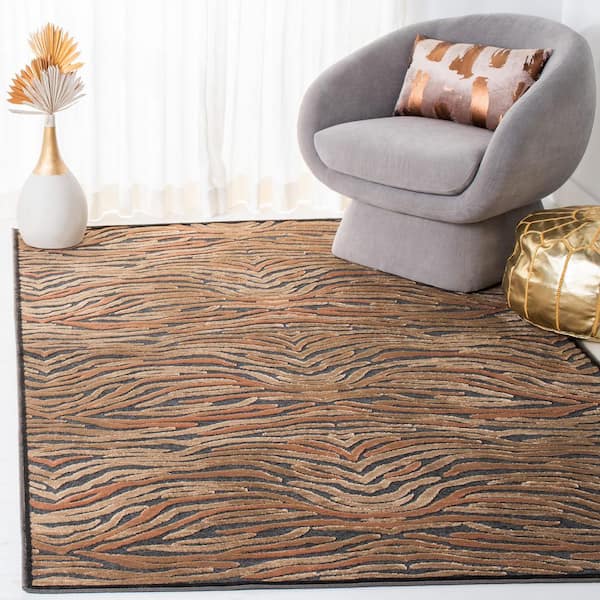 Paradise 5 ft. x 8 ft. Soft Anthracite Animal Stripes Area Rug