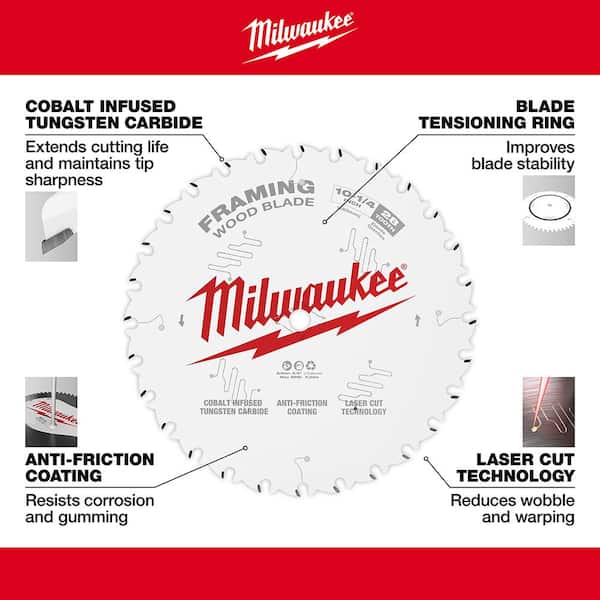 Milwaukee 10-1/4 in. x 28 Carbide Teeth Framing Circular Saw Blades (2-Pack)