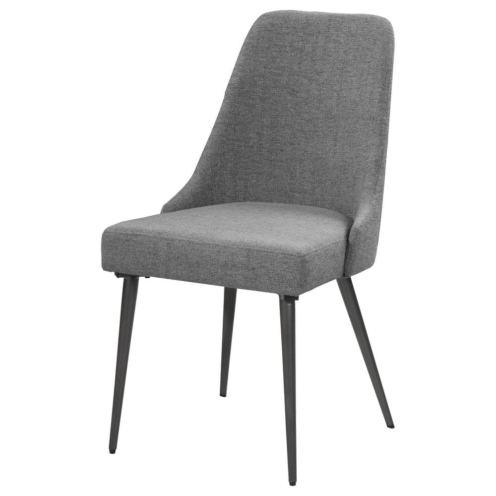 Gray Upholstered High Back Side Chair with Metal Legs
