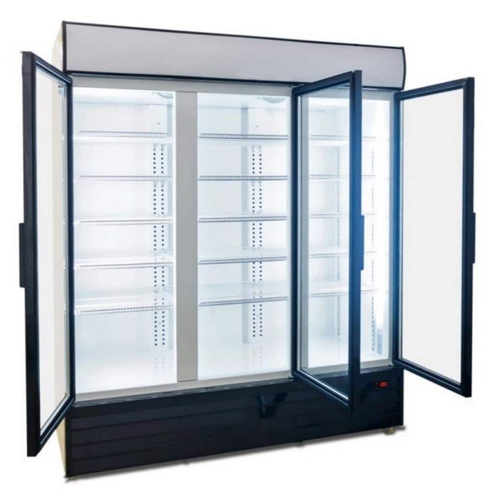 GDM series 72 in. W 56.5 cu. ft. Commercial Refrigerator Reach In Merchandiser Cooler with Three Glass Doors in White