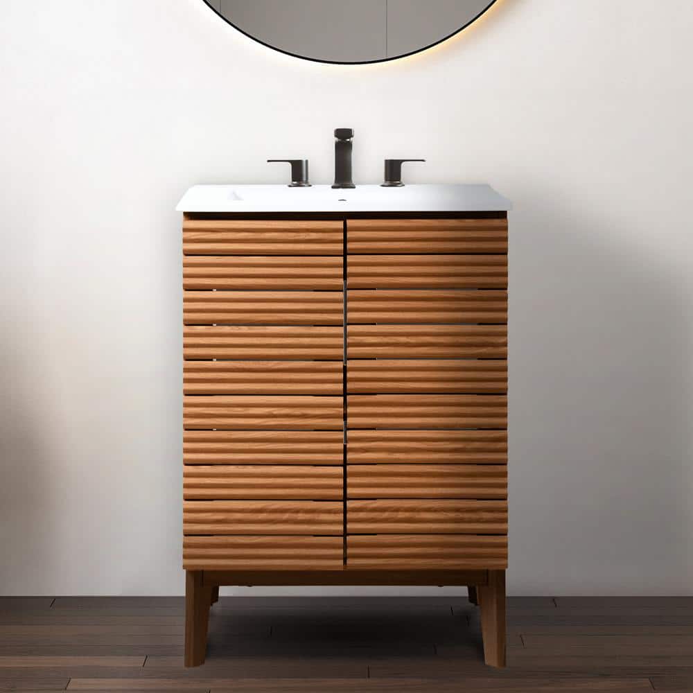 Calandre 24" Walnut Modern Farmhouse Bath Vanity Cabinet