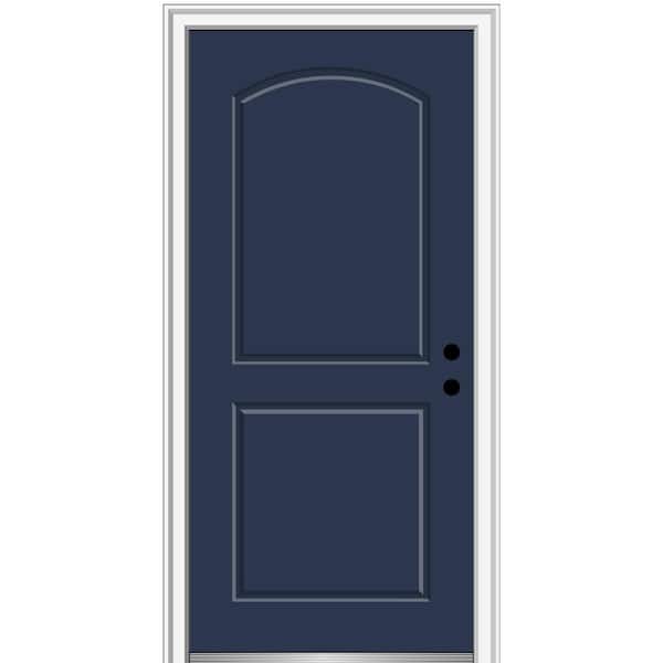 MMI DOOR 36 in. x 80 in. Left-Hand Inswing 2-Panel Archtop Classic Painted Fiberglass Smooth Prehung Front Door