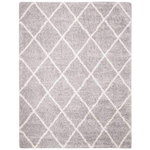 SAFAVIEH Fontana Shag Gray/Cream 8 ft. x 10 ft. Geometric Area Rug ...