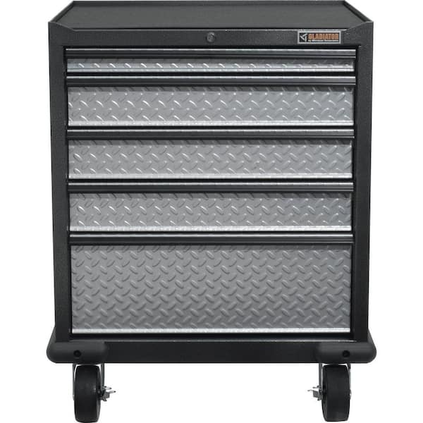 Gladiator Premier Series Pre-Assembled Steel Freestanding Garage Cabinet in Silver with Casters (28 in. W x 35 in. H x 25 in. D)