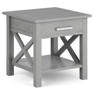 Kitchener Solid Wood 21 in. Wide Square Contemporary End Side Table in Fog Grey