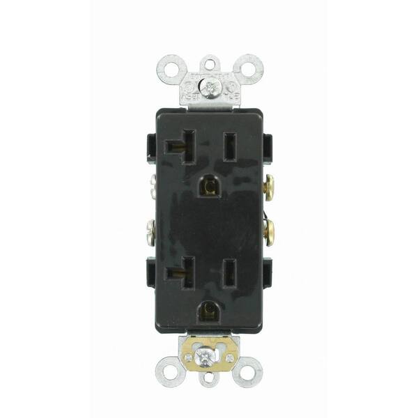 Leviton Decora Plus 20 Amp Commercial Grade Self Grounding Duplex Outlet, Black